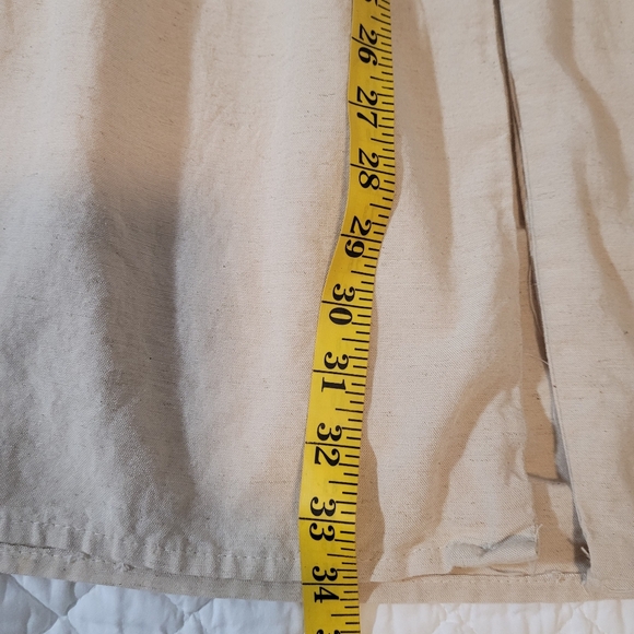 Midnight Sky Large Beige Linen Tiered Button Front Prairie Midi Skirt - Picture 7 of 7